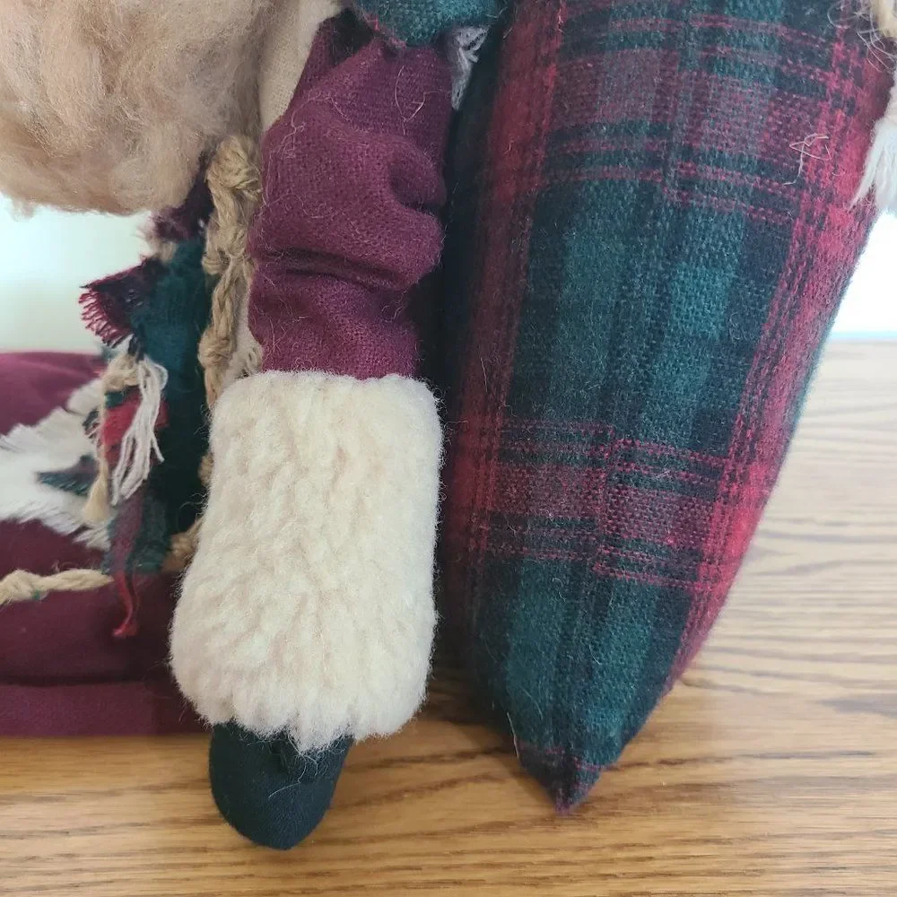 Handmade Fabric Old-Fashioned Santa Kris Kringle Holiday Doll w/Weighted Bottom